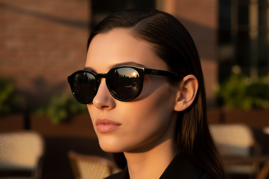 Gucci Black Round Sunglasses - Extreme Close-Up
