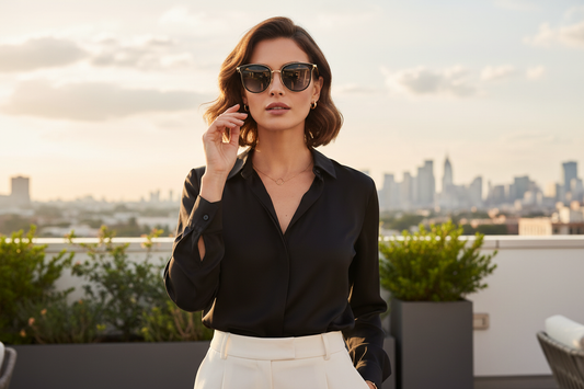 Black and Gold Sunglasses Lifestyle Image