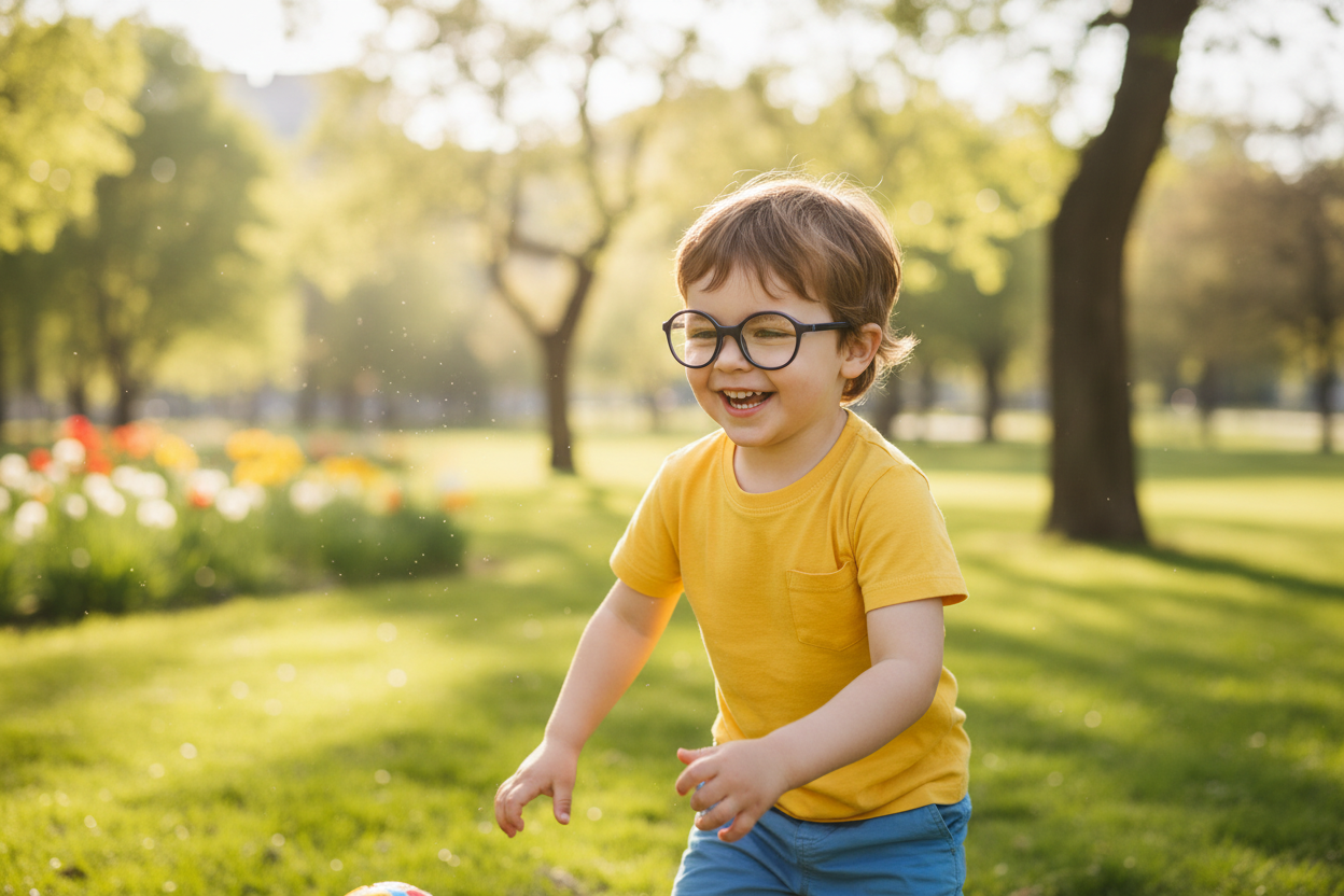 Child playing outdoors with VY2015 frames