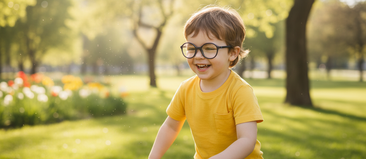 Child playing outdoors with VY2015 frames
