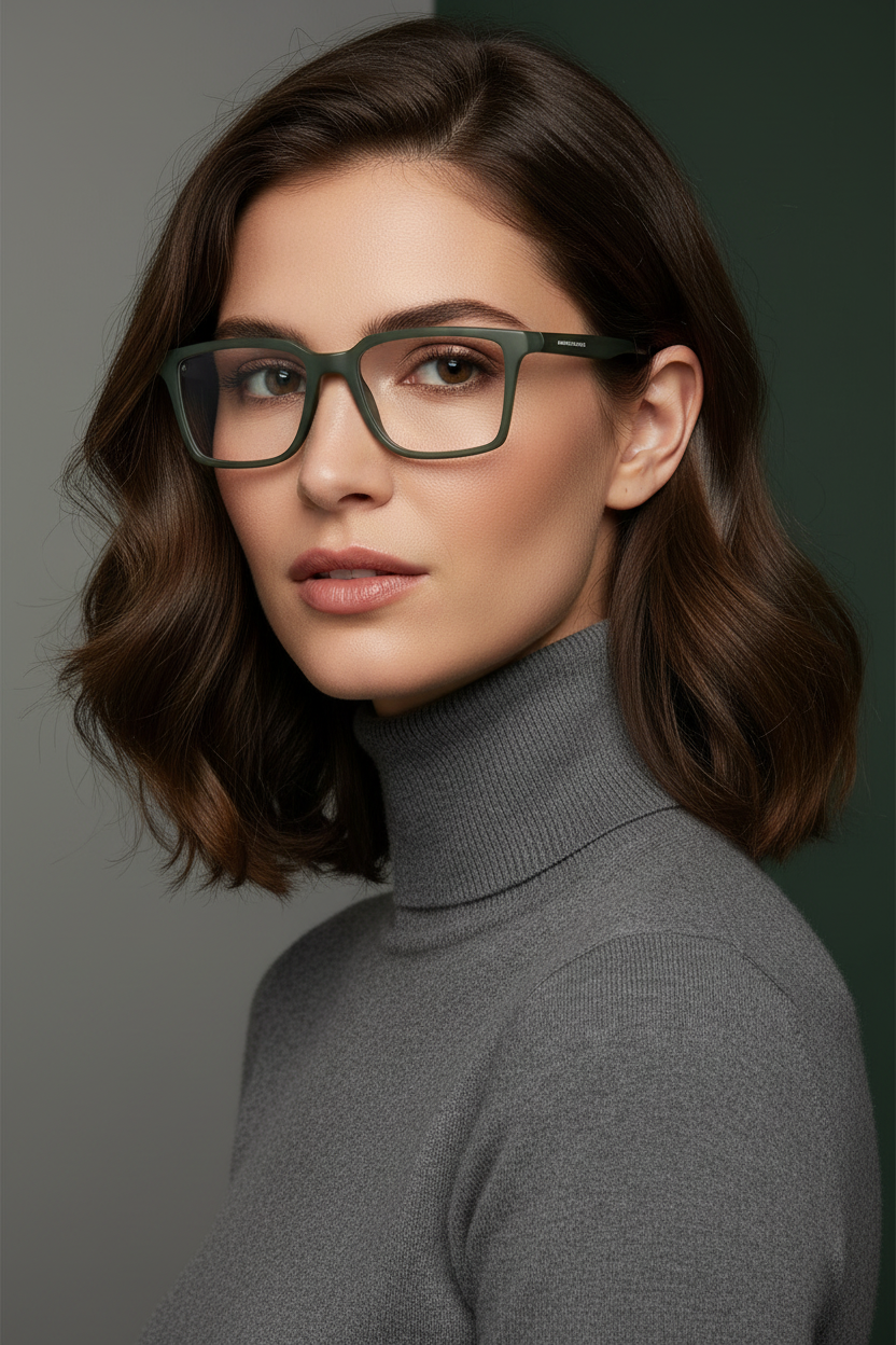 Close-up portrait of adult wearing Armani Exchange AX 3129 U 8389 Green Gradient Eyeglasses
