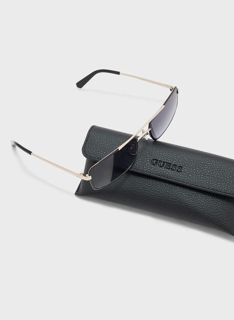 GUESS Metal Rectangular Sunglasses - Gradient Blue Lenses