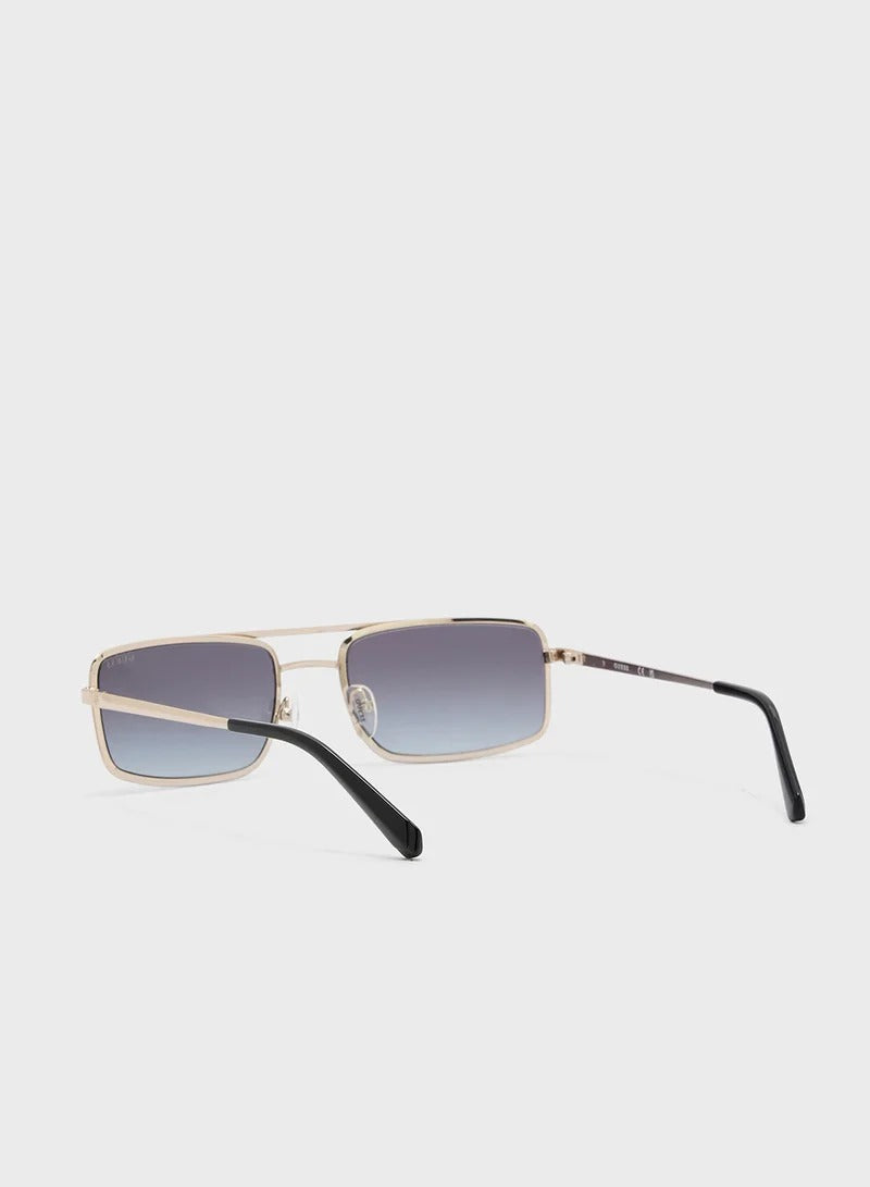GUESS Metal Rectangular Sunglasses - Gradient Blue Lenses