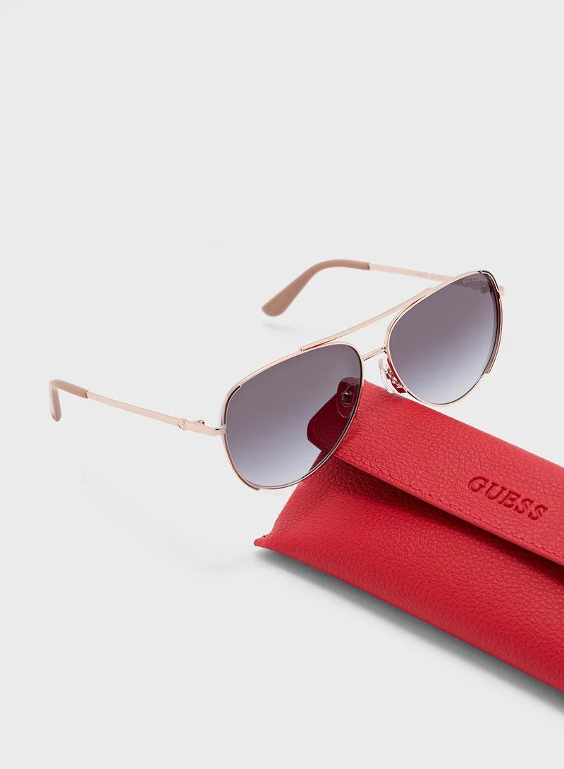 GUESS Aviator Sunglasses - Rose Gold Frame with Gradient Lenses