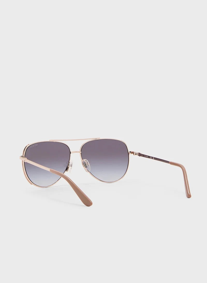 GUESS Aviator Sunglasses - Rose Gold Frame with Gradient Lenses