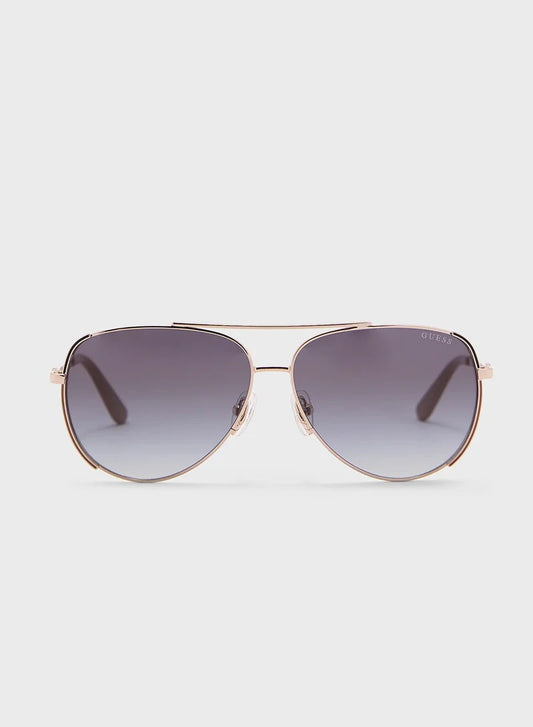 GUESS Aviator Sunglasses - Rose Gold Frame with Gradient Lenses