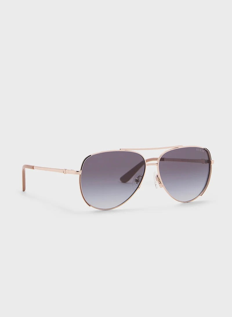 GUESS Aviator Sunglasses - Rose Gold Frame with Gradient Lenses