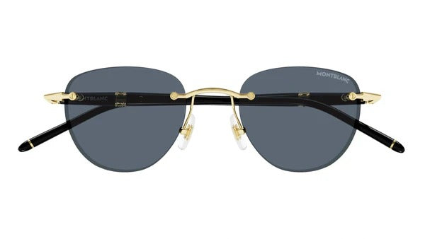 Montblanc MB0412S Men's Sunglasses – Gold / Grey Blue Rimless (48mm)