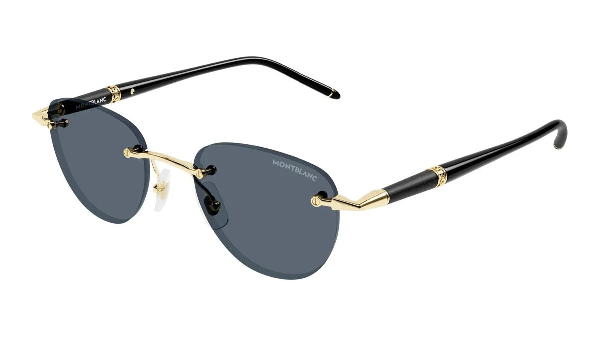 Montblanc MB0412S Men's Sunglasses – Gold / Grey Blue Rimless (48mm)