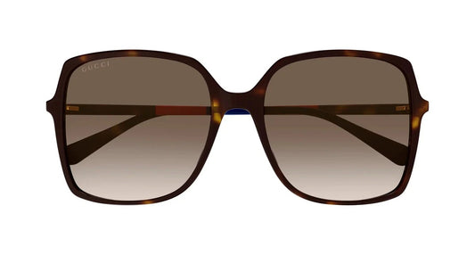 Gucci GG0544S Oversized Square Sunglasses - Tortoiseshell with Striped Temples