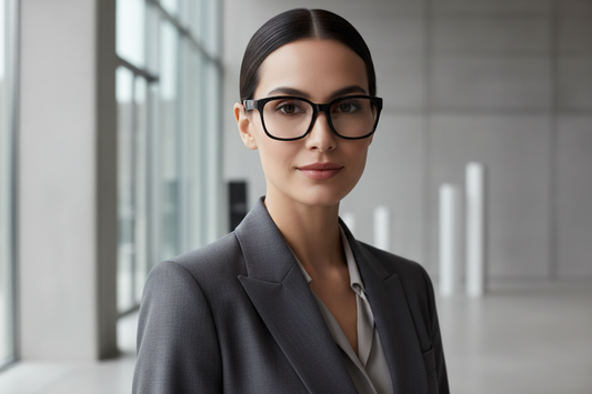 Lifestyle image of person wearing Emporio Armani optical frames