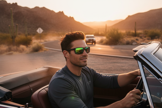 Man wearing Oakley sunglasses on outdoor adventure