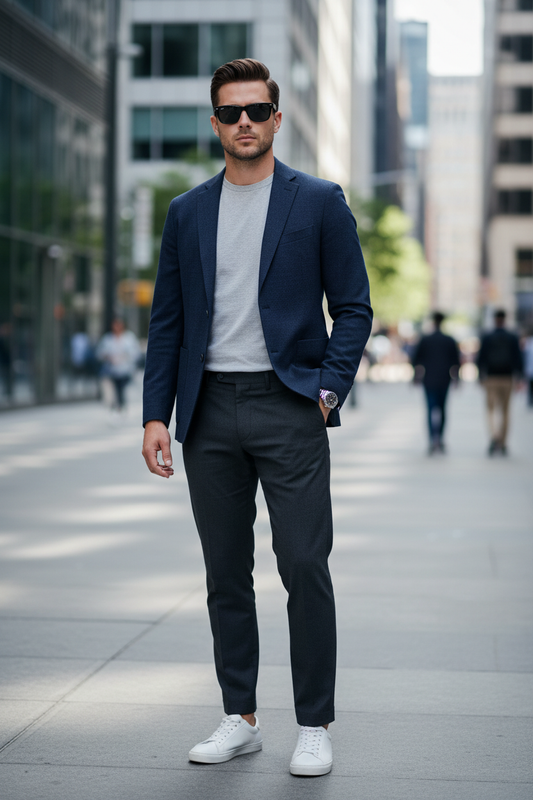 Man wearing Ray-Ban RB4439D black grey