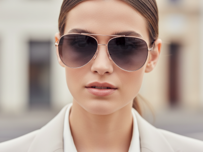 GUESS Aviator Sunglasses - Rose Gold Frame with Gradient Lenses